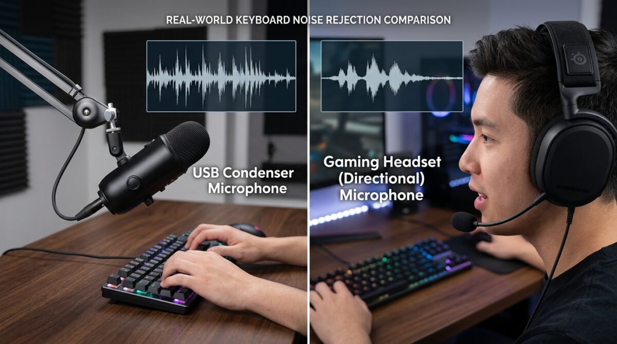 USB Condenser Mics vs Gaming Headset Microphones: Real-World Background Keyboard Noise Rejection