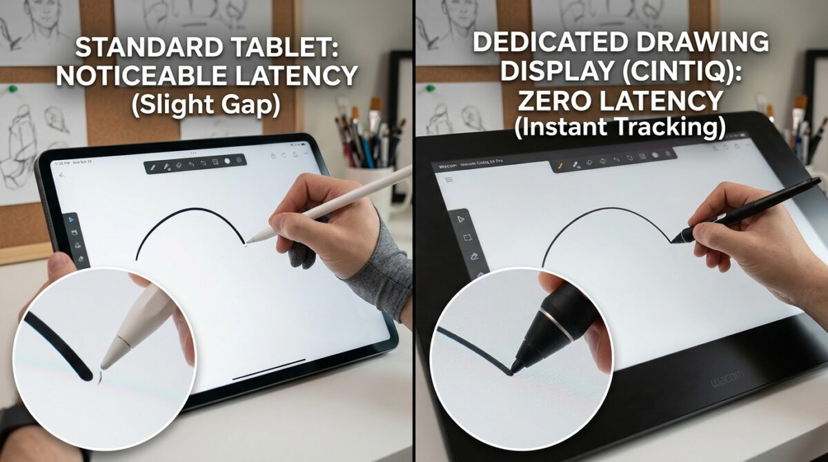 Tablet vs Dedicated Drawing Display (Cintiq): Latency Differences in Digital Whiteboarding and Screen Sharing