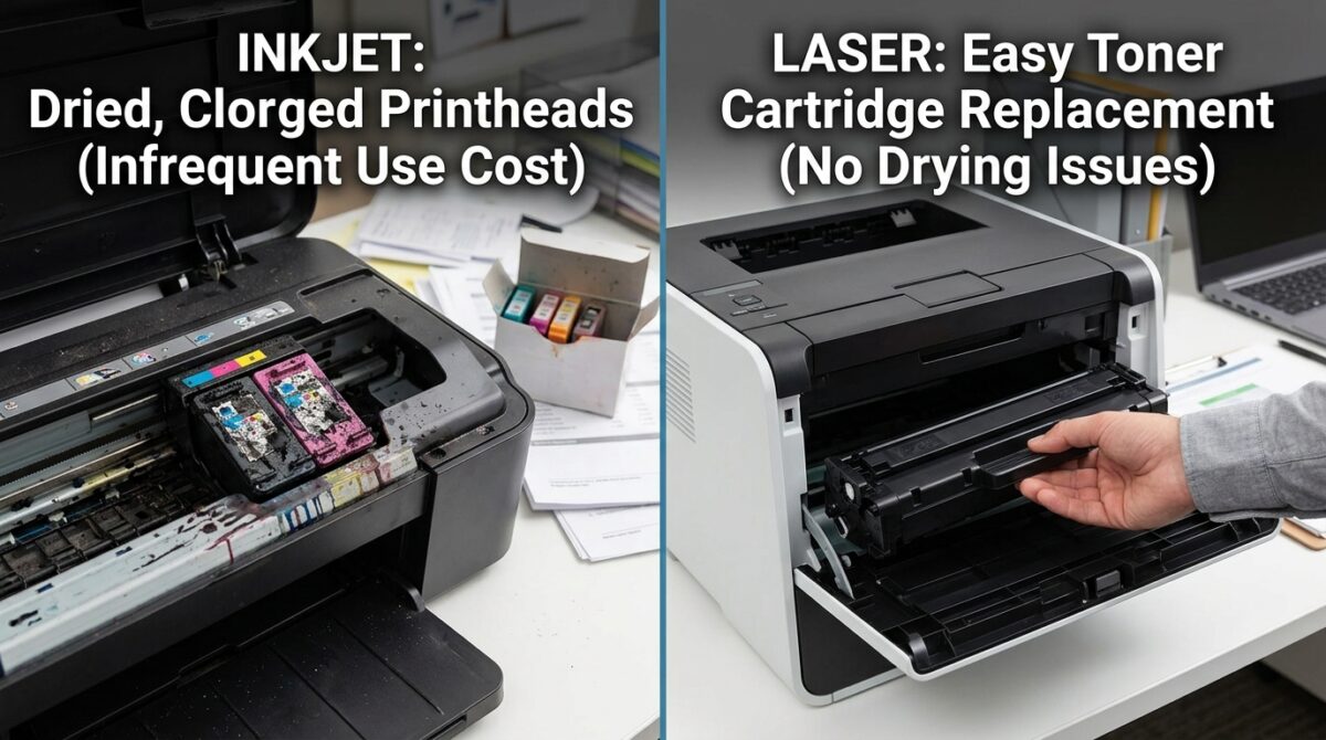 Laser Printers vs Inkjet for Infrequent Users: Calculating the True Cost of Dried Printheads Over Two Years