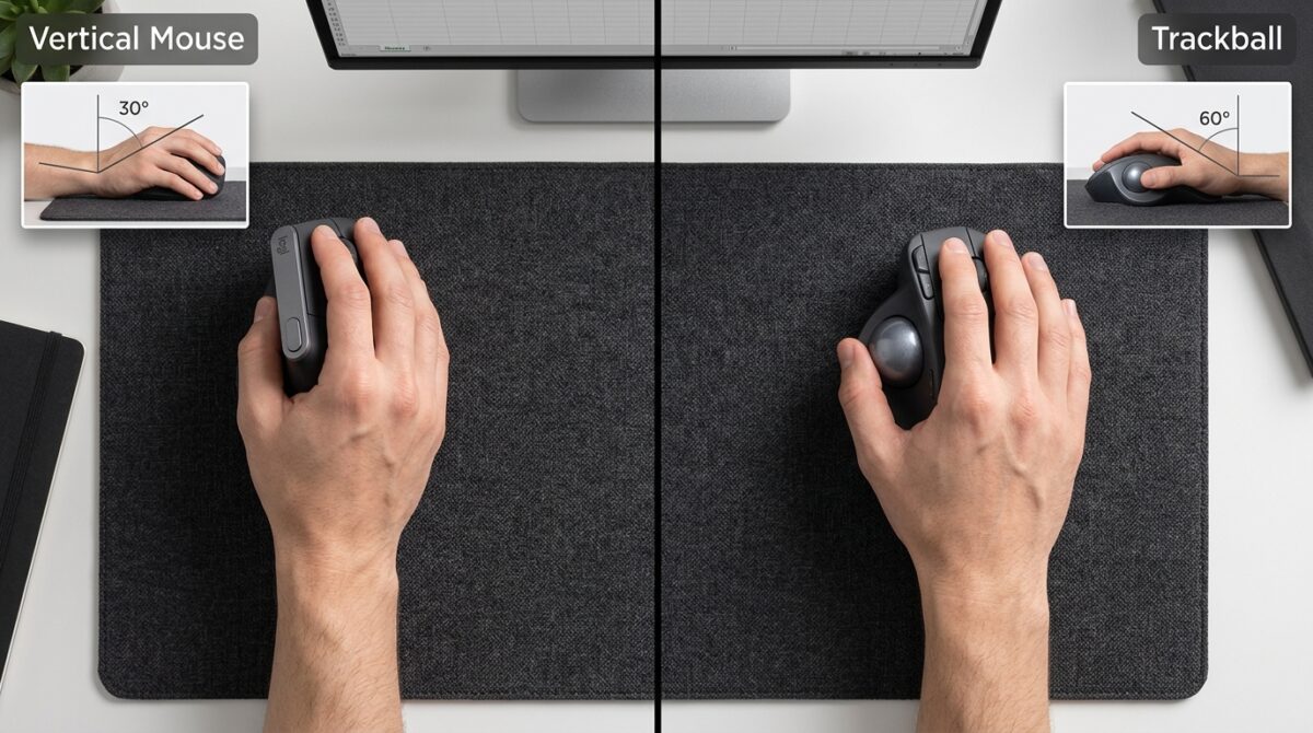 Vertical Mouse vs Trackball: Comparing Wrist Pronation Angles for Repetitive Spreadsheet Data Entry
